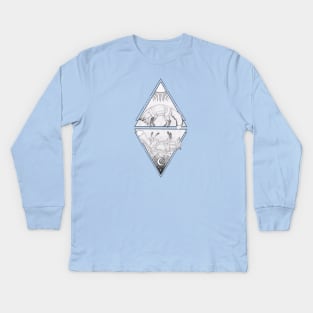 Sun & Moon Fox Geometric design - Sun On Top Kids Long Sleeve T-Shirt